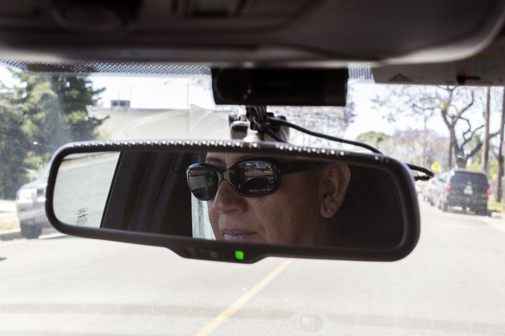 Former Uber driver, Rachel Galindo takes a spin around her neighborhood in the car she often used for work with the company on April 30, 2017, in Los Angeles, California. As a transgender person, Galindo says she faced a lot of discrimination while driving for Uber.
